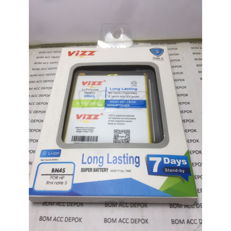 Baterai Vizz Xiaomi note 5 tipe BN45