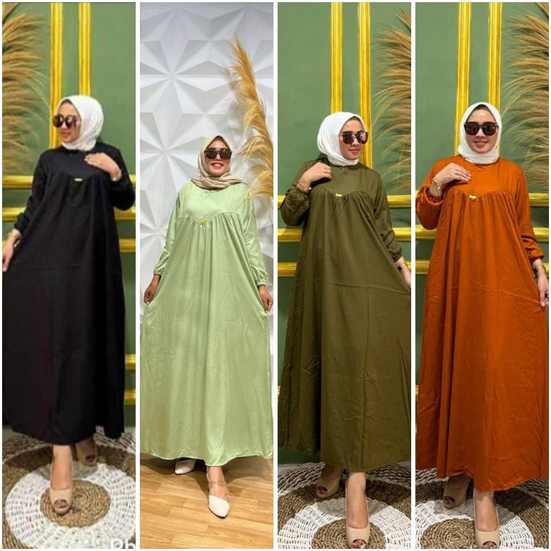 TERBARU!!!!!GAMIS POLOS MODEL V //RAYON TWILL//DLIA//BISA COD