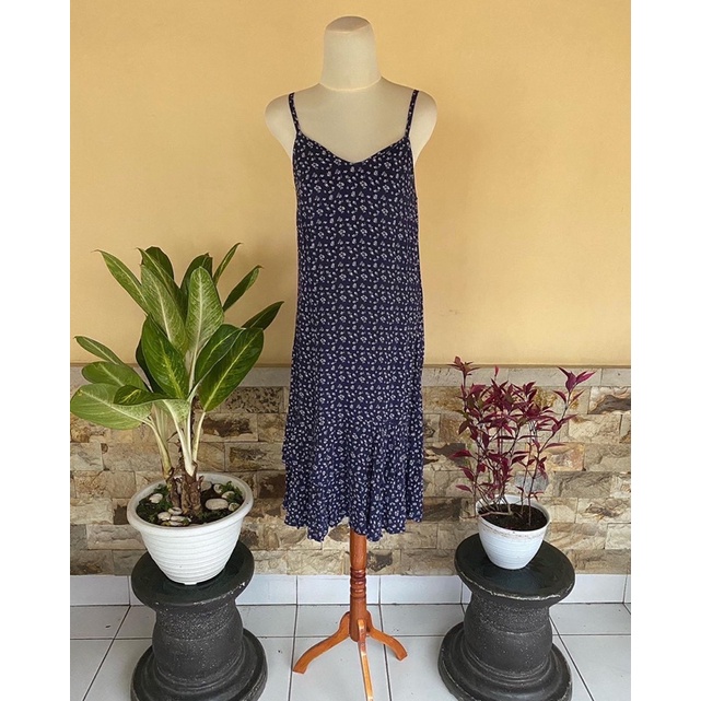 Dress navy bunga