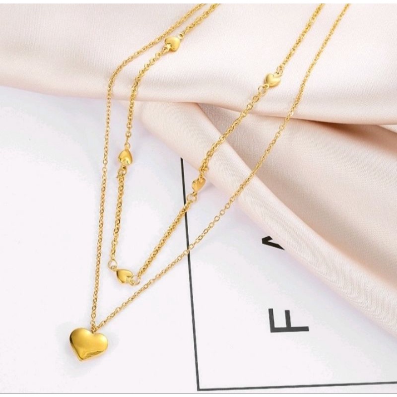 Kalung Titanium Love Double Layer
