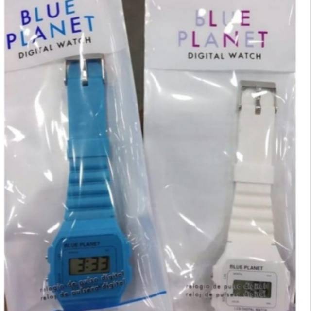 Blue planet lcd digital watch