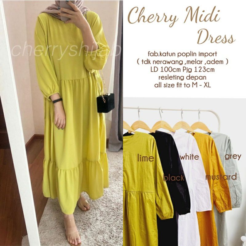 CHERRY MIDI DRESS