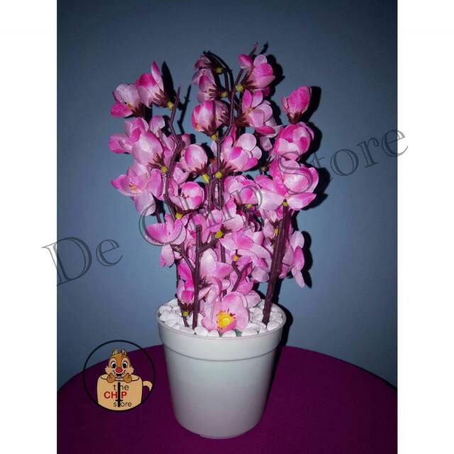 Pot plastik Bunga Sakura Artificial - Buket bunga sakura plastik