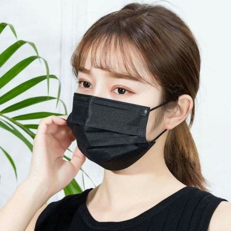 Masker Earloop | Hitam | 3 Ply