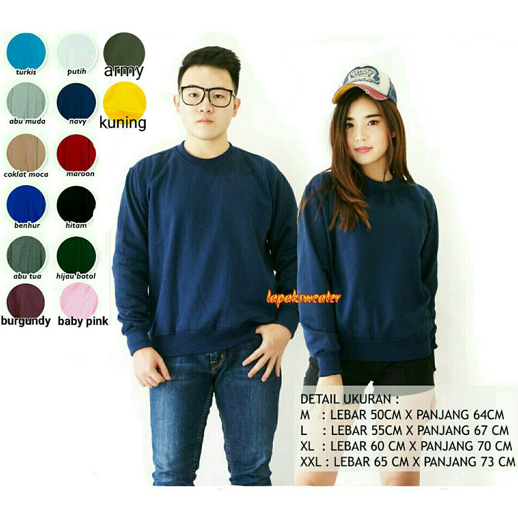 SWEATER BASIC POLOS SIZE M-XXL (PRIA & WANITA)