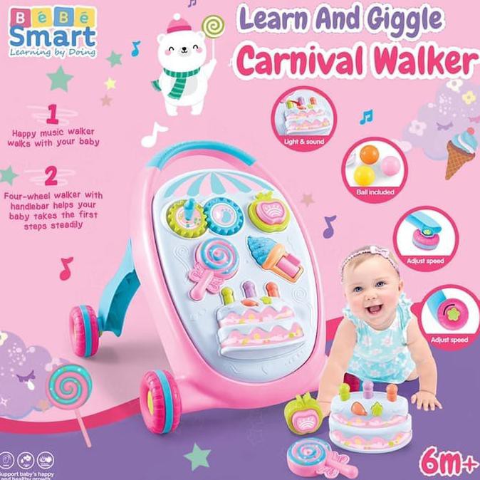 Bebe Smart - Carnival Walker Learn & Giggle Pink - Termurah !