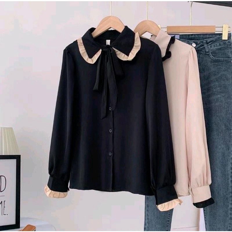 kemeja cewek cakep bahan wolfis
