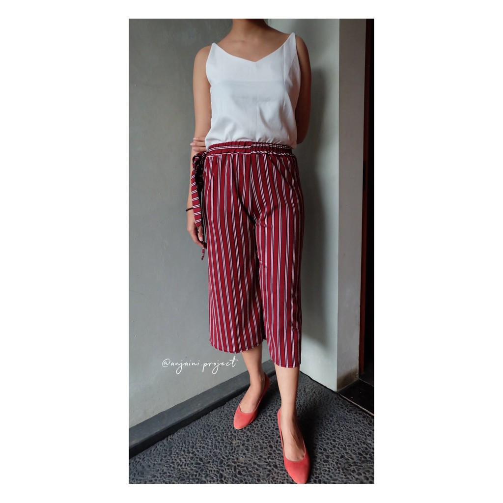 CASUAL STRIPED PANTS RED