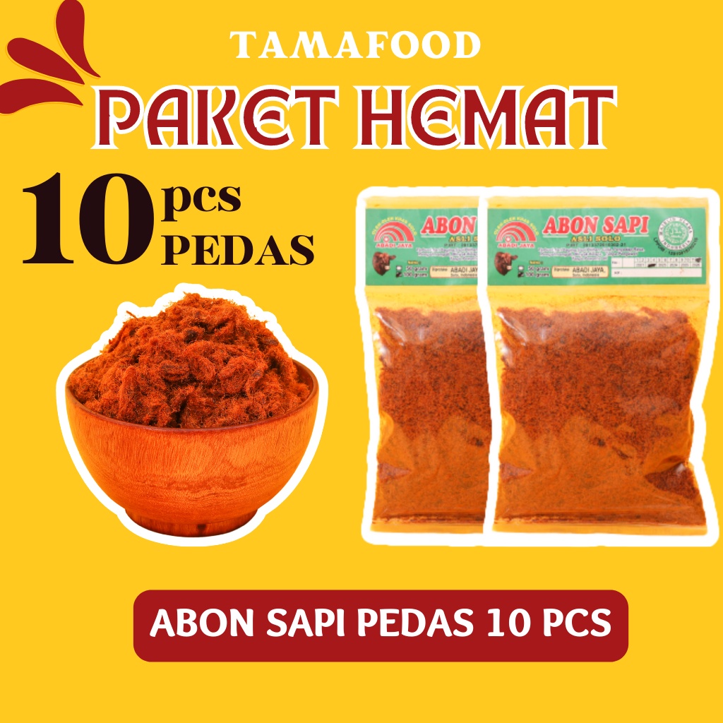 PAKET HEMAT 10pcs ABON SAPI PEDAS / ABON SAPI ASLI 100% DAGING SAPI / ABON SAPI HALAL / ABON SAPI ENAK / BEEF FLOSS ABON SAPI