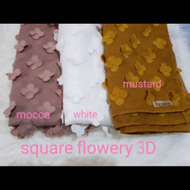 Hijab segi4 flowery 3D