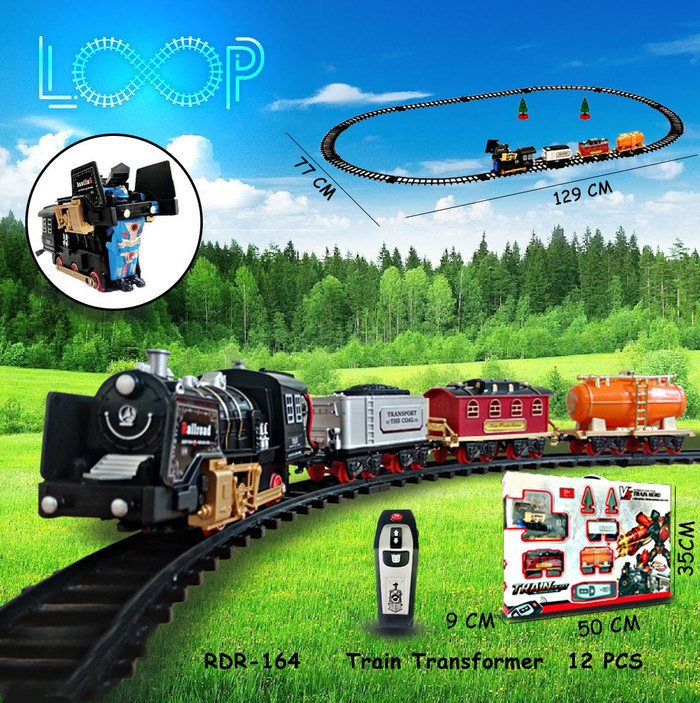 GROSIR RDR164 RC Kereta Api Robot Mainan Anak Remote LOOP