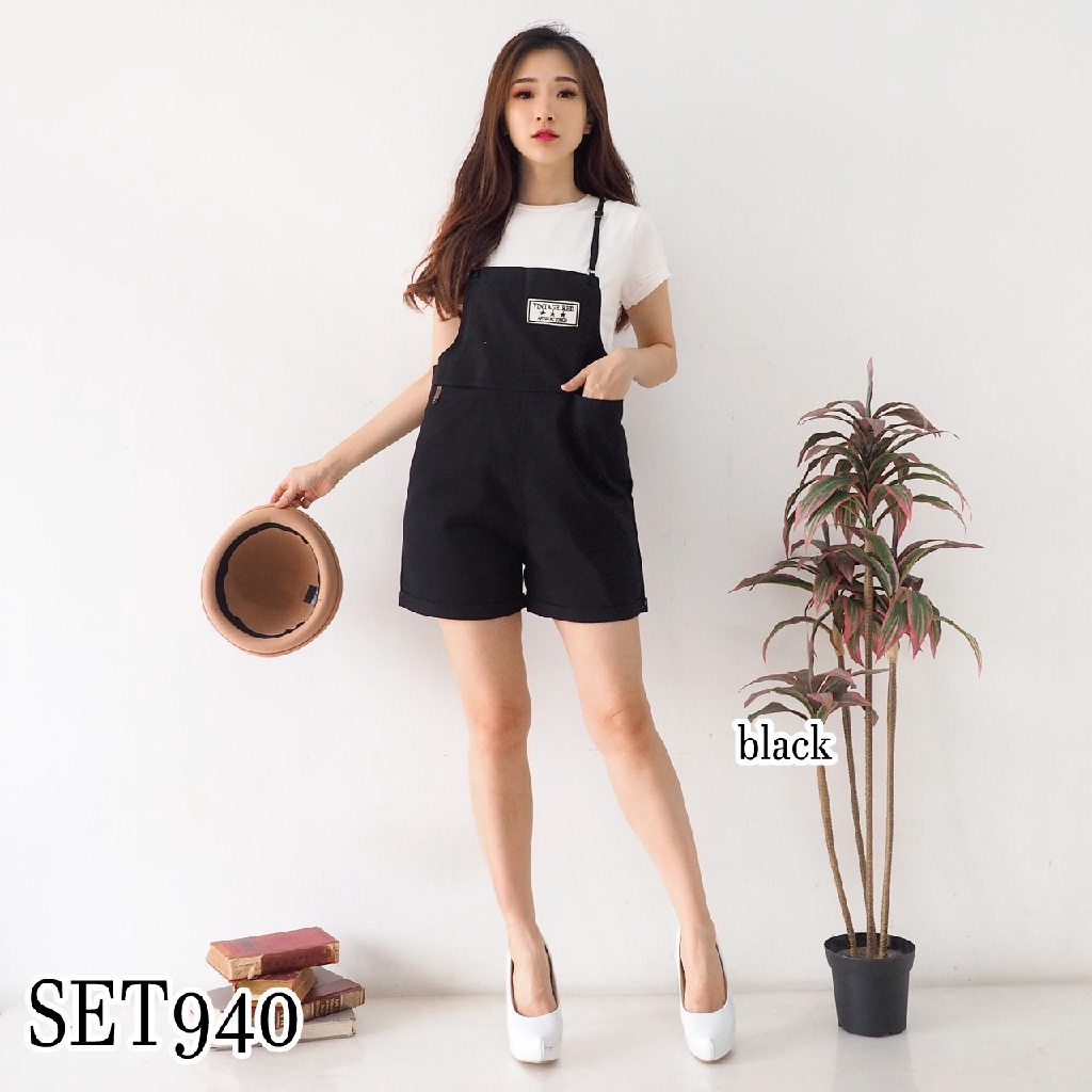 setelan jumpsuit celana pendek