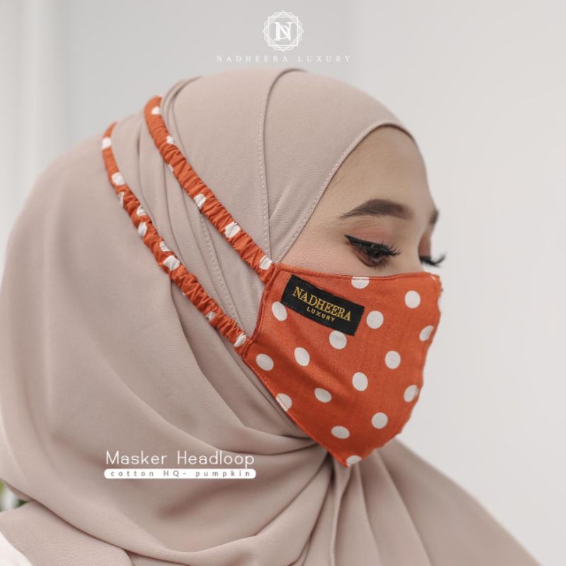 (NADHEERA LUXURY) Masker Headloop 2IN1 Polka