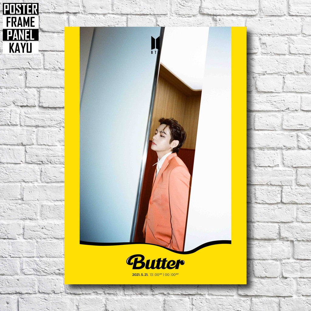 Poster BTS V BUTTER Frame Kayu Solid A4 V245