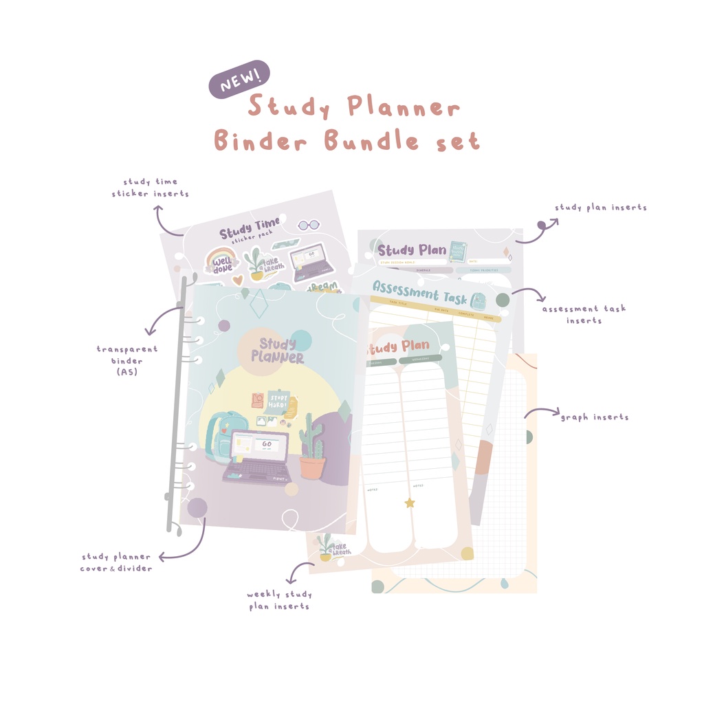Paperie Lab - A5 Study Planner Binder Bundle Set (Full Color)