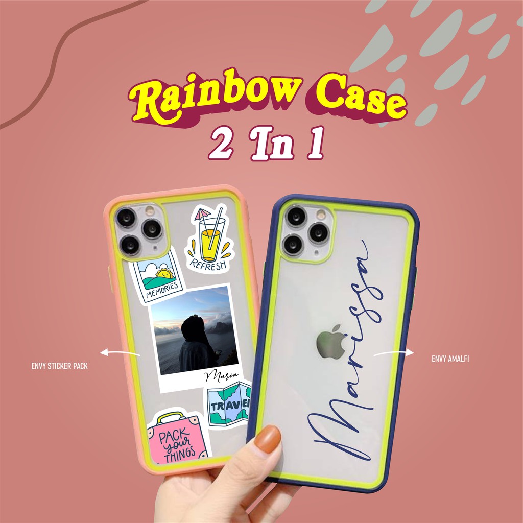 Rainbow Case 2 In 1 Softcase Anticrack Blackmatte Design Bebas