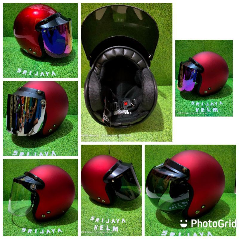 HELM RETRO PULL CATT RED DOFF (ONGKIR 1KG)