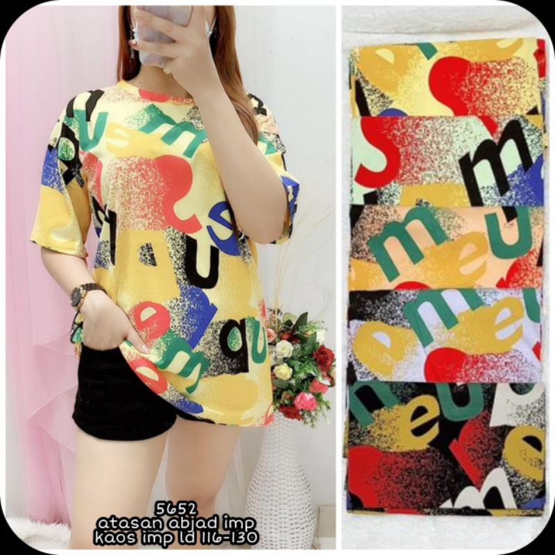 Restock 5652 atasan abjad Kaos import