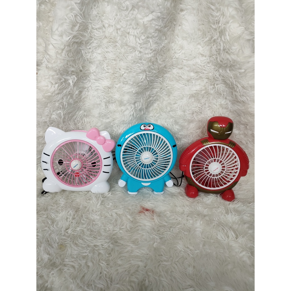 kipas Karakter Mini Murah Doraemon Ironman Hellokitty