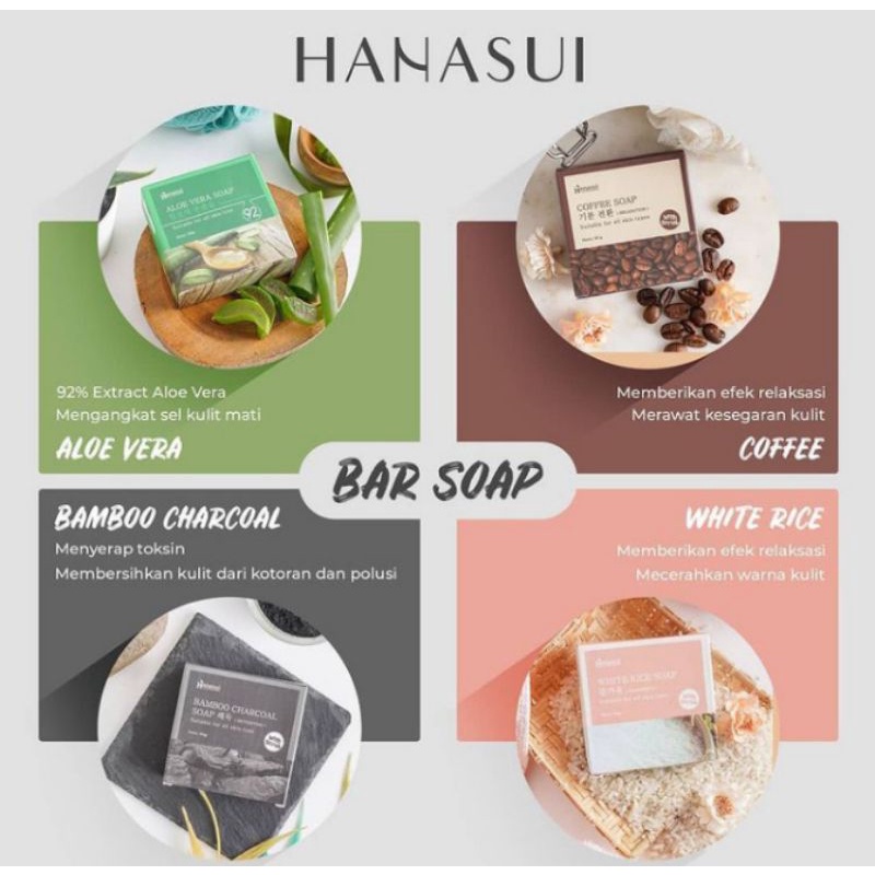 ♥️Hanasui Bar Soap/Alovera/Rice/Coffe/Charcoal♥️