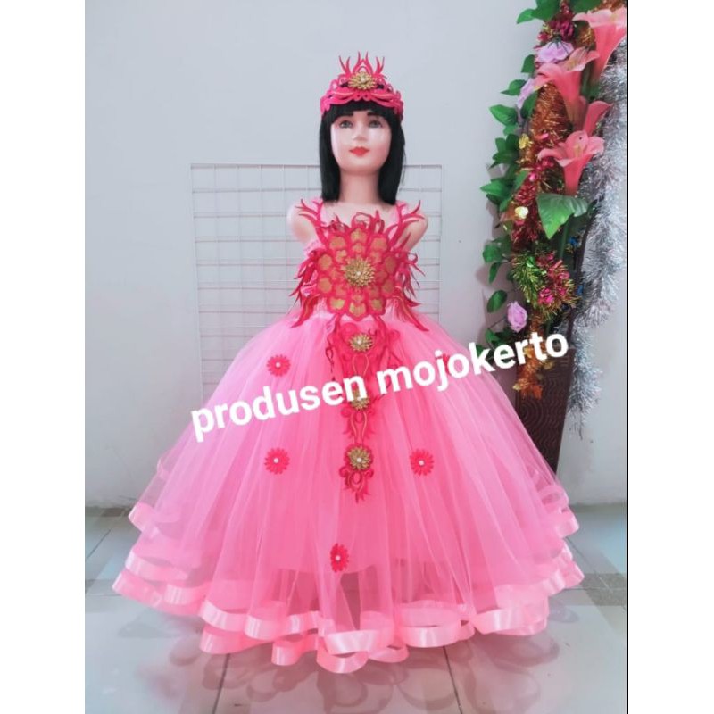 gaun tutu bordir bunga besar