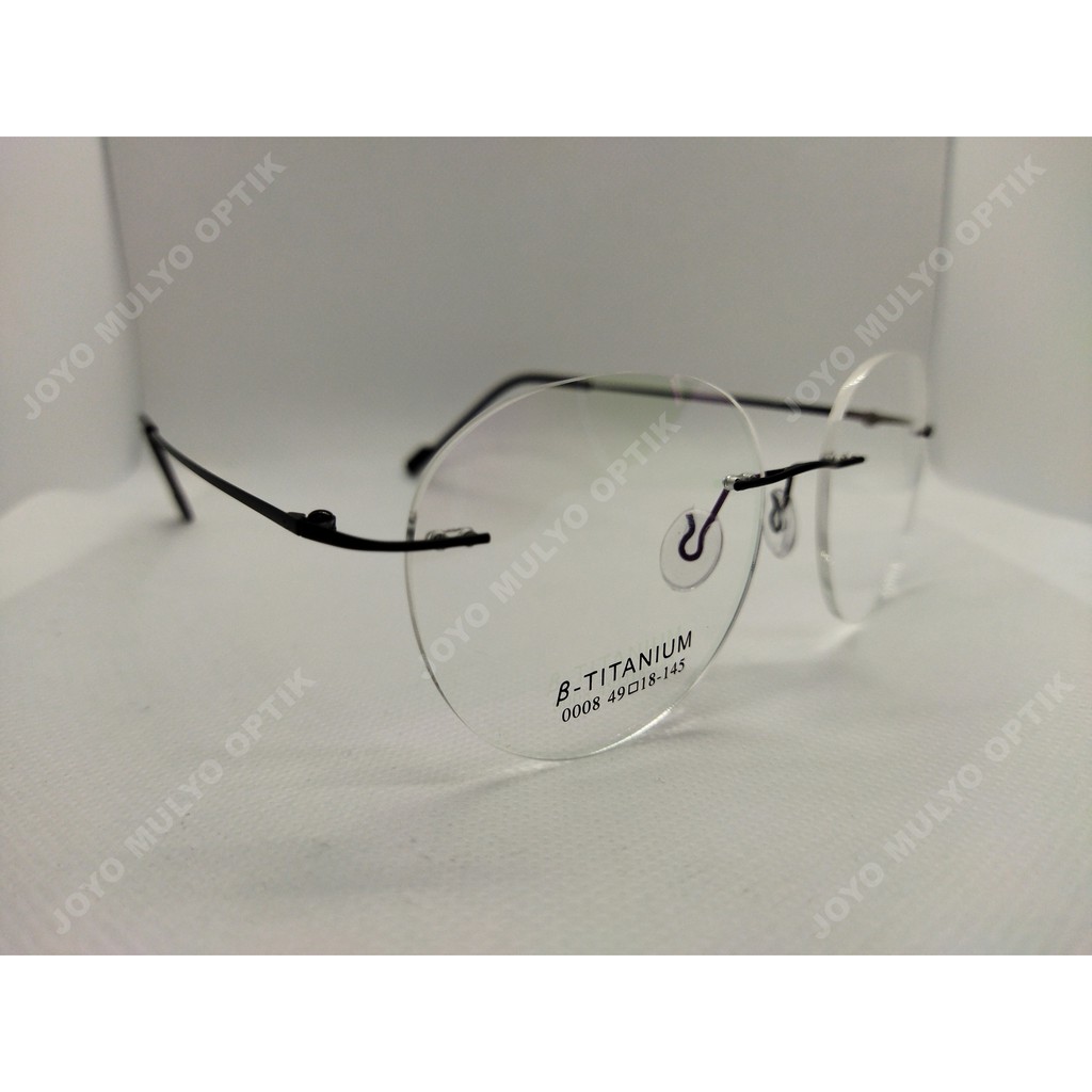Kacamata Titanium Bulat, Ringan, Elegant