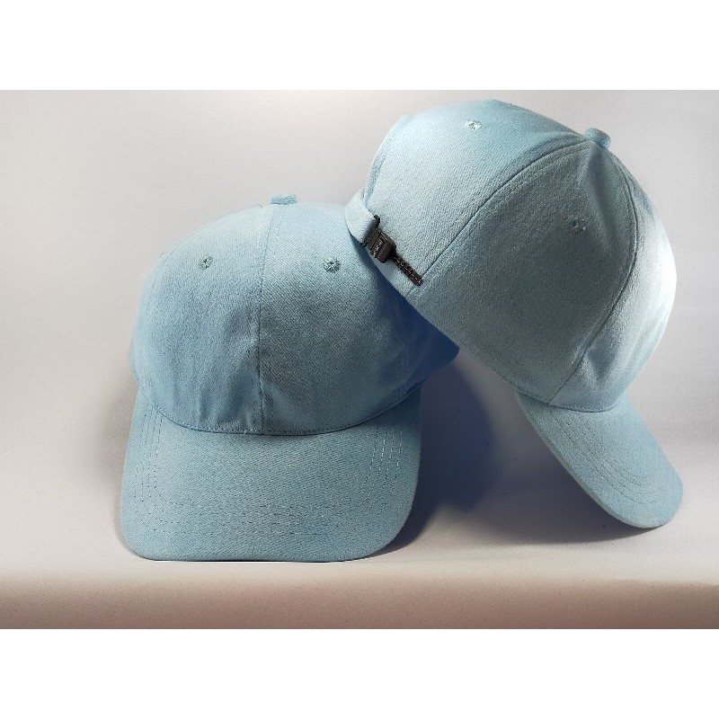 topi polos biru muda tali rel