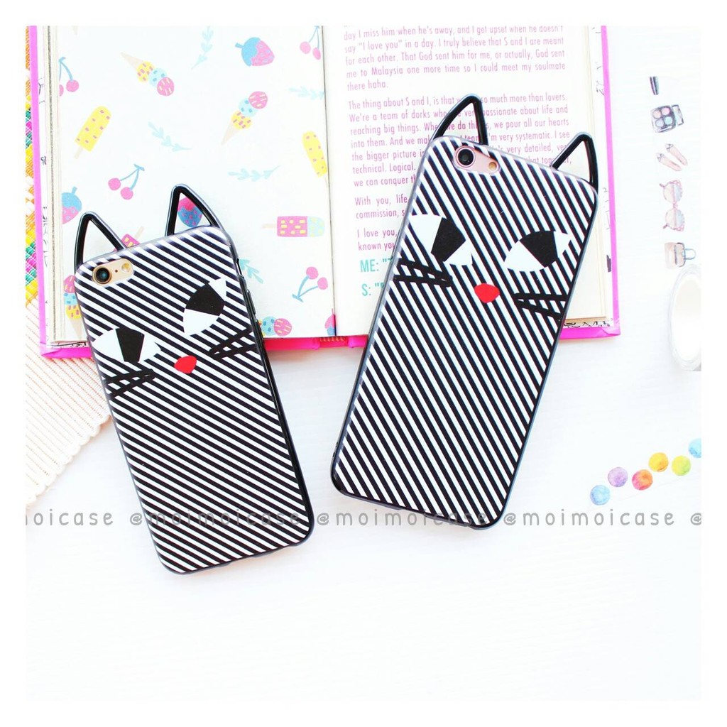 IPHONE 6 / 6 PLUS / 7 / 7 PLUS STRIPES CAT CASE SOFTCASE