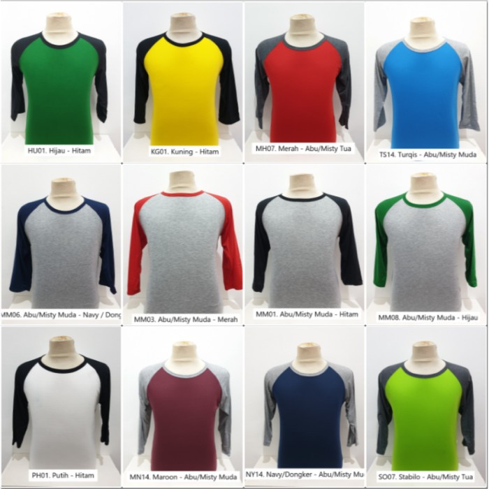 Kaos Raglan Polos Murah