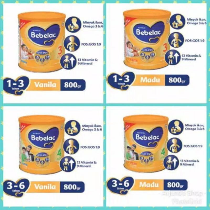 bebelac 3 , 4  800gr madu, vanilla