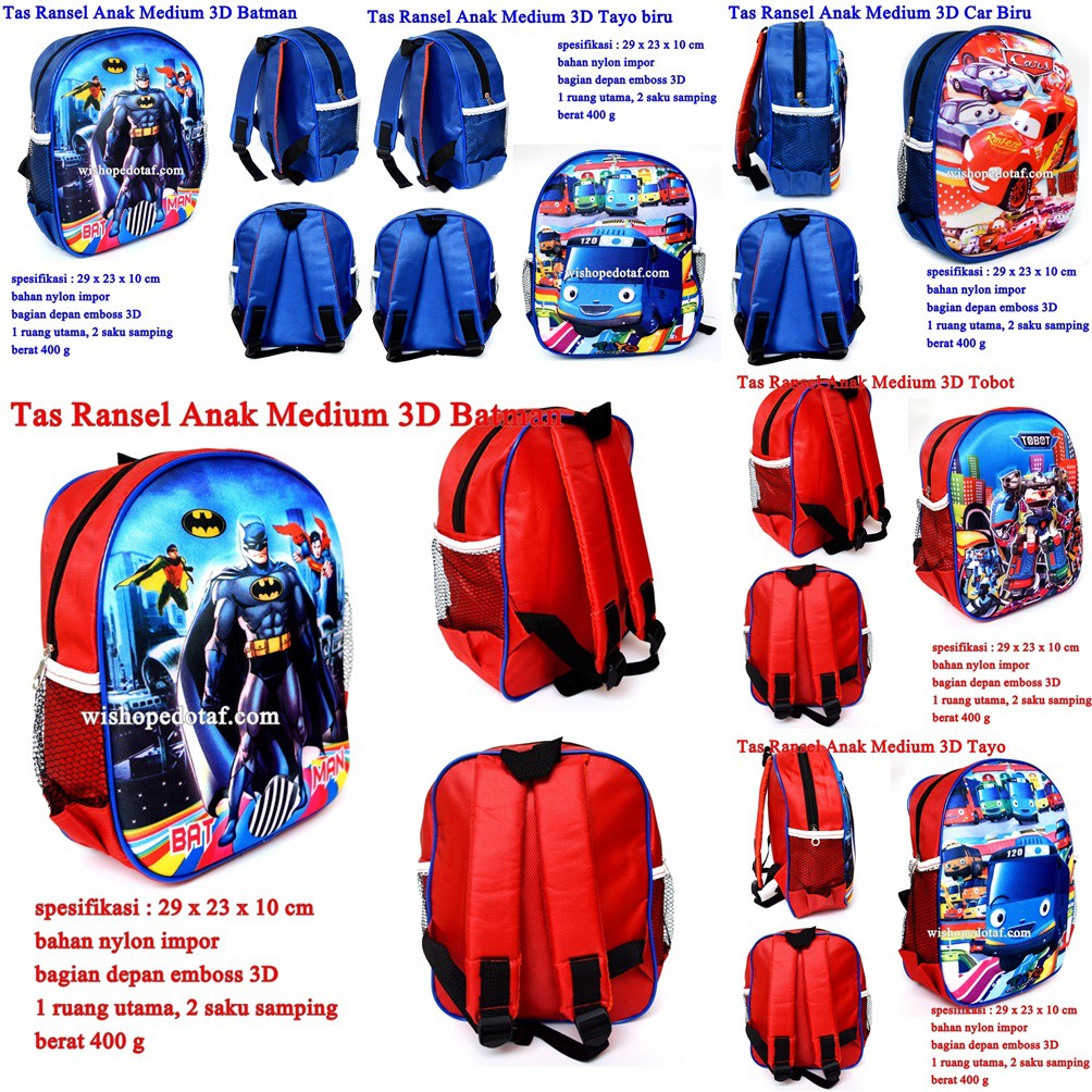 Tas Ransel TK Anak Medium 3D