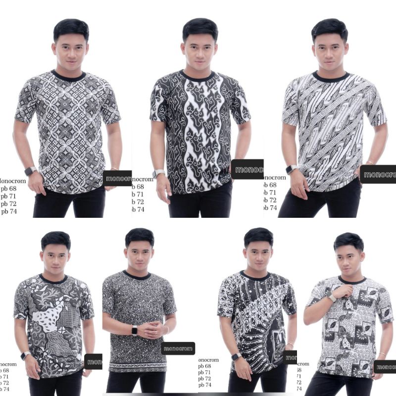 kaos mocrom print pria