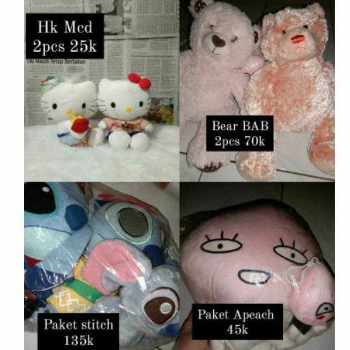 Boneka Stitch, Molang, Hellokitty, Apeach, Bear DISNEY