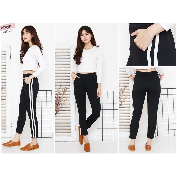 Unik two side stripe harem pants Murah