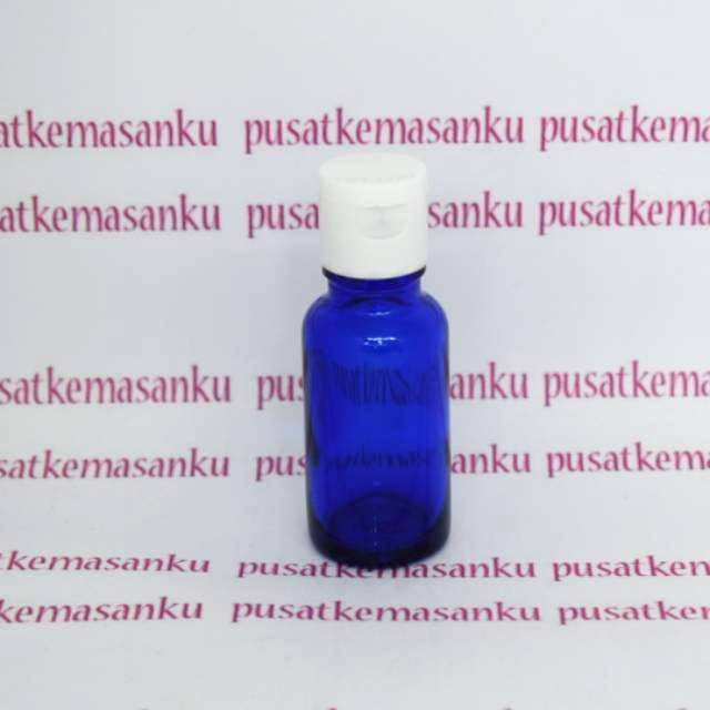 [ Paket 10pcs ] Botol Kaca 20ml Fliptop Putih Biru
