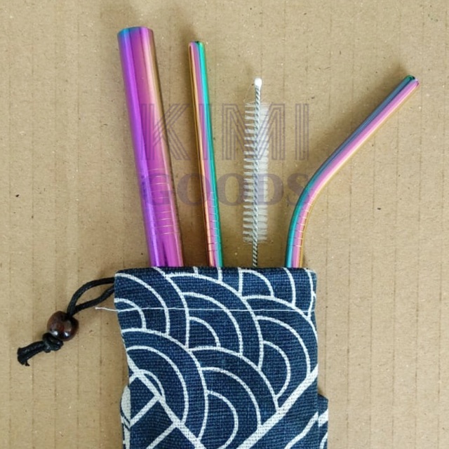 Stainless Straw Sedotan Komplit (set Bubble Straw)