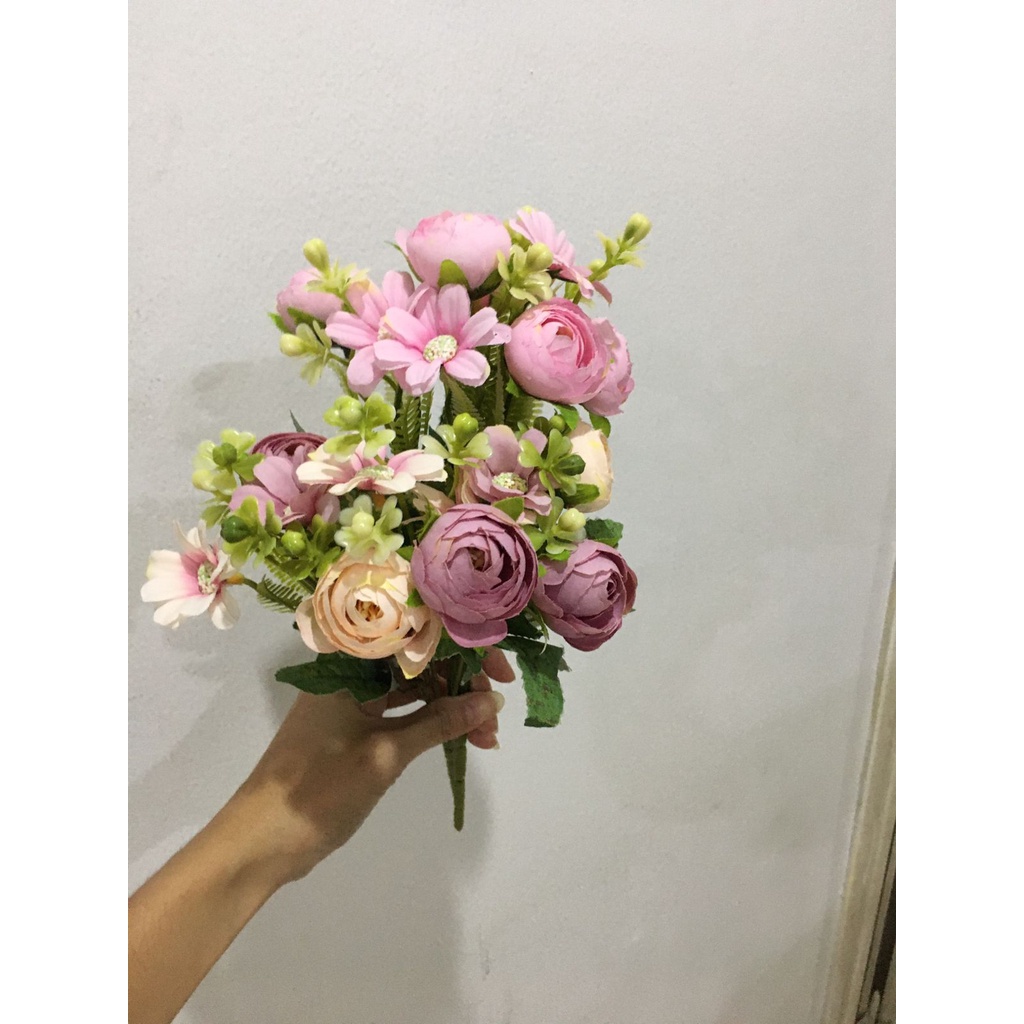 Buket Kado Bunga Palsu Tema Biru