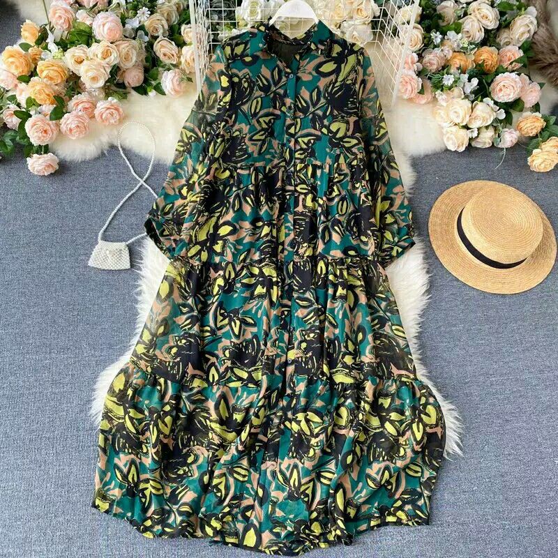 Dress Maxi Army Print import