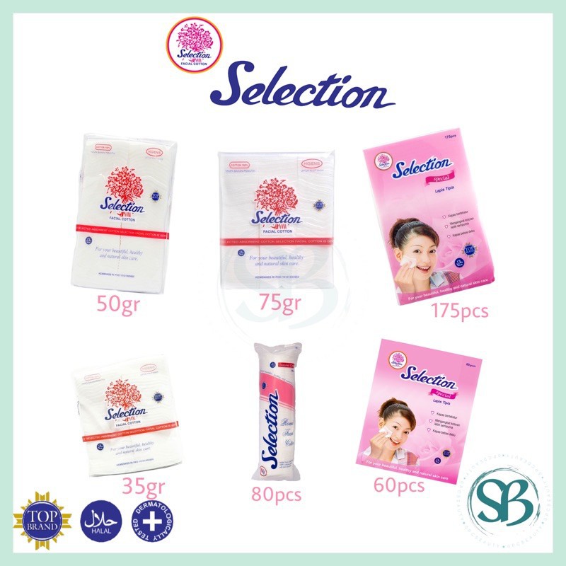 Kapas Selection 75gr / tipis 175pcs / round 80pcs