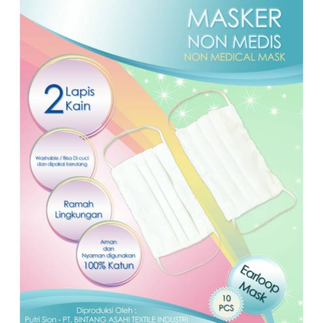 Masker non Medis (katun) Earloop 10 pcs