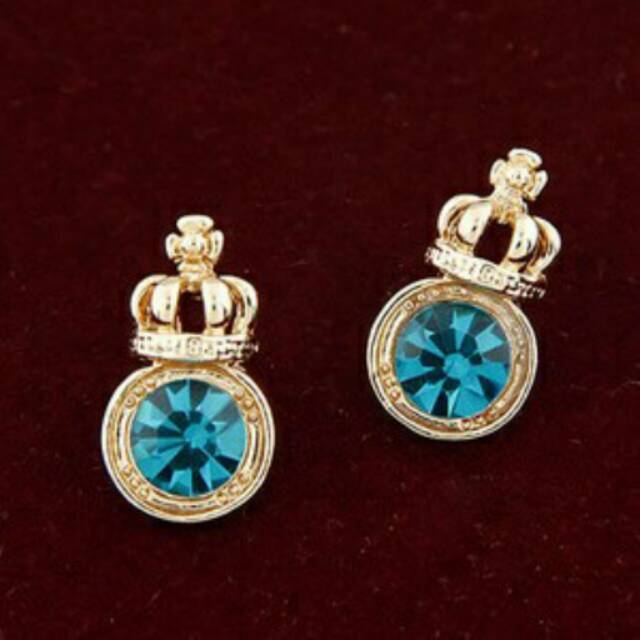 Anting korea skyblue crown