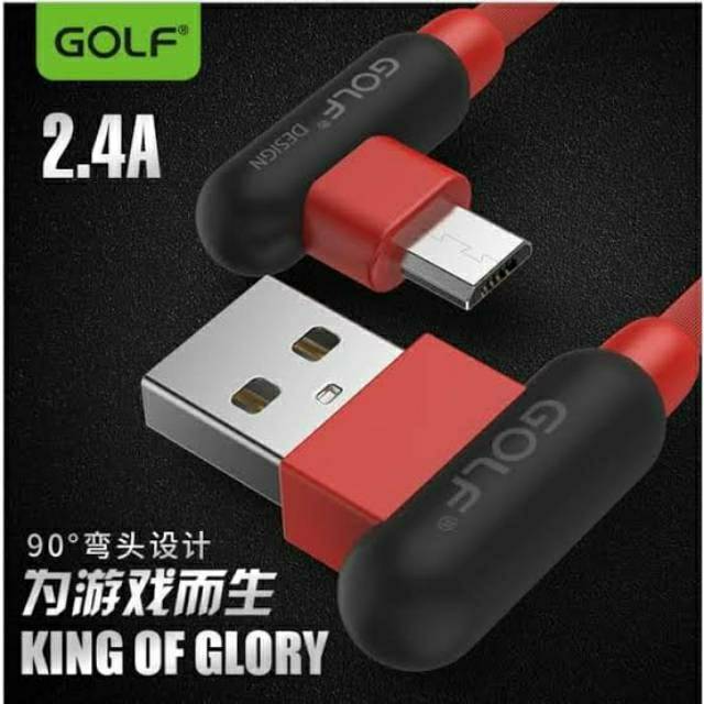 Kabel Data Gaming Micro USB / USB TYPE-C / LIGHTNING IPHONE / GOLF - Fast Sync Cable Charger 90°