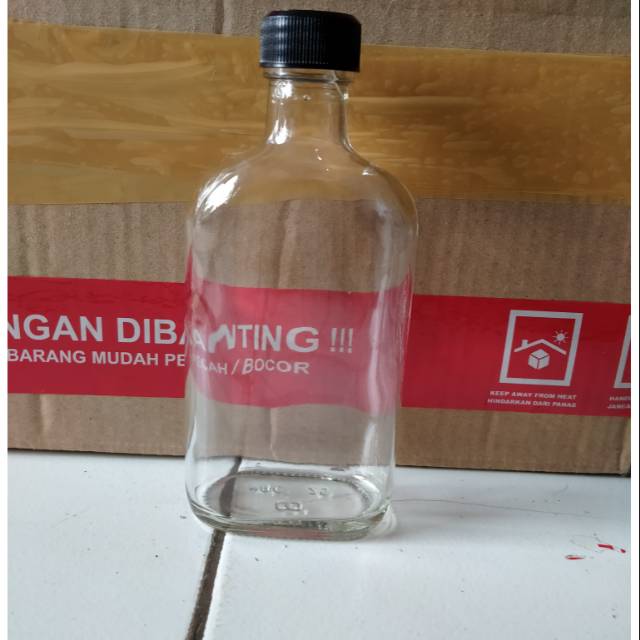 Botol kaca 250 ml gepeng