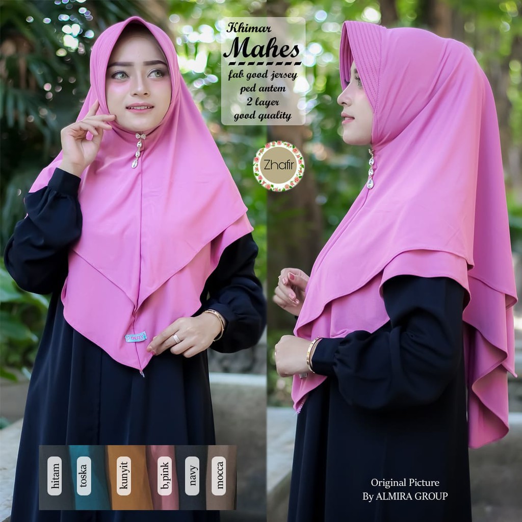 Khimar Mahes bahan jersey,2 layer