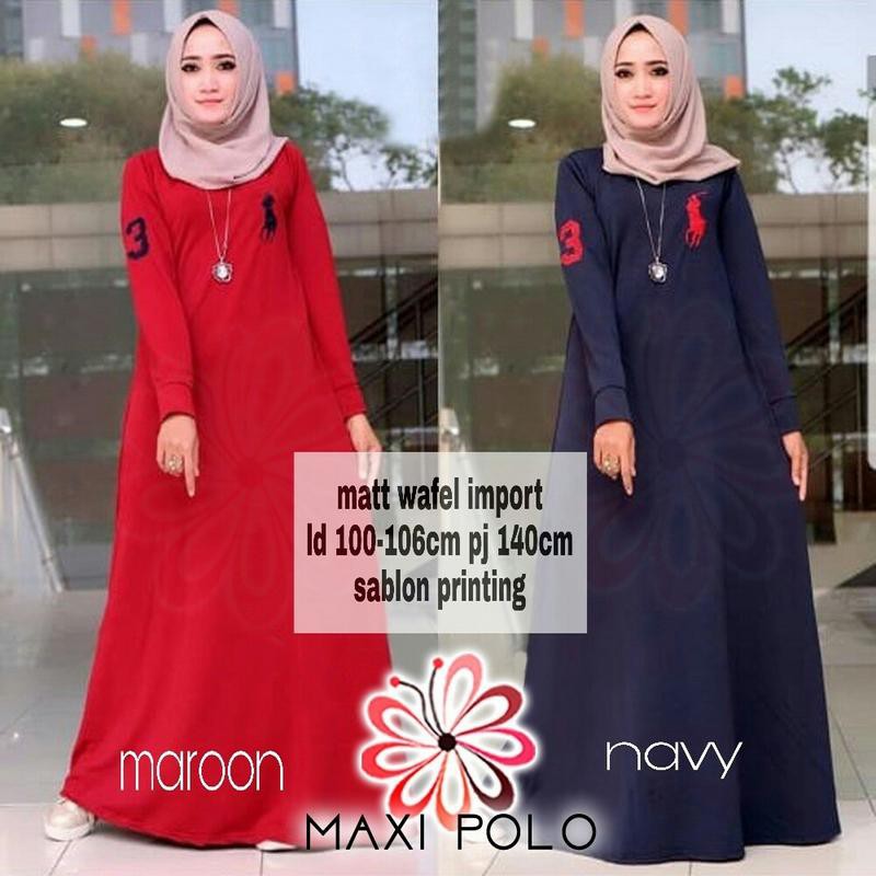 Gamis Maxi Polo Maroon Navy
