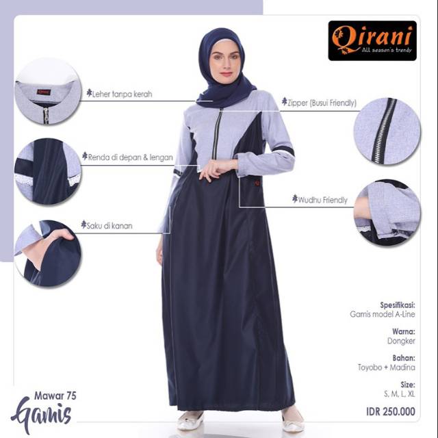 Gamis qirani mawar 75
