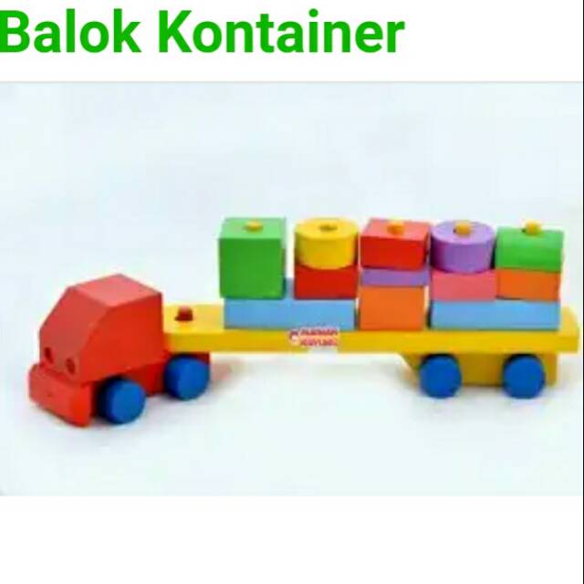 mainan anak balok kontainer