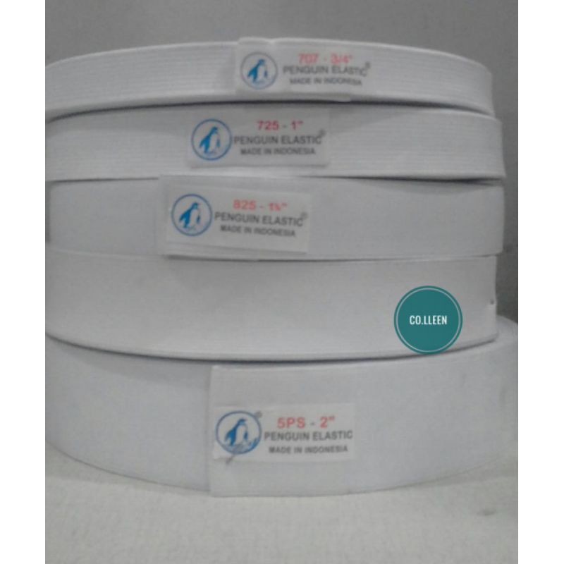 (meter) Karet elastis tebal Pinguin 2cm putih 707