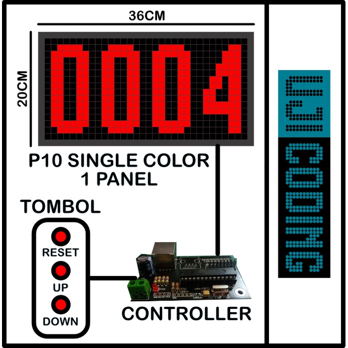 Controller Display Counter Up Andon P10 1 Panel
