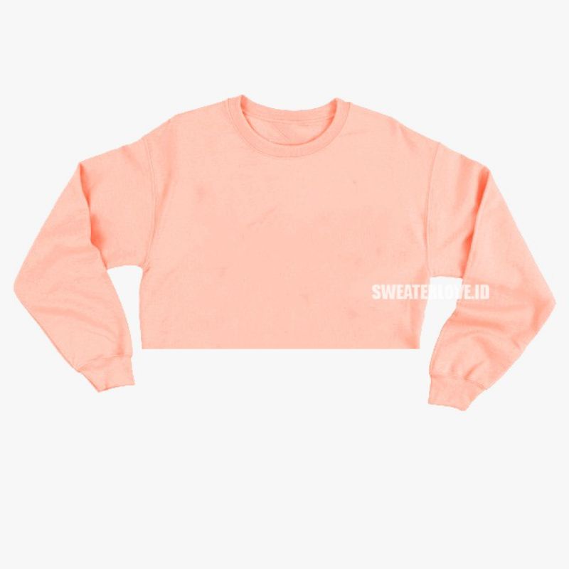 [PREMIUM] CROP BASIC SWEATER PINK PEACH ( ALL SIZE )